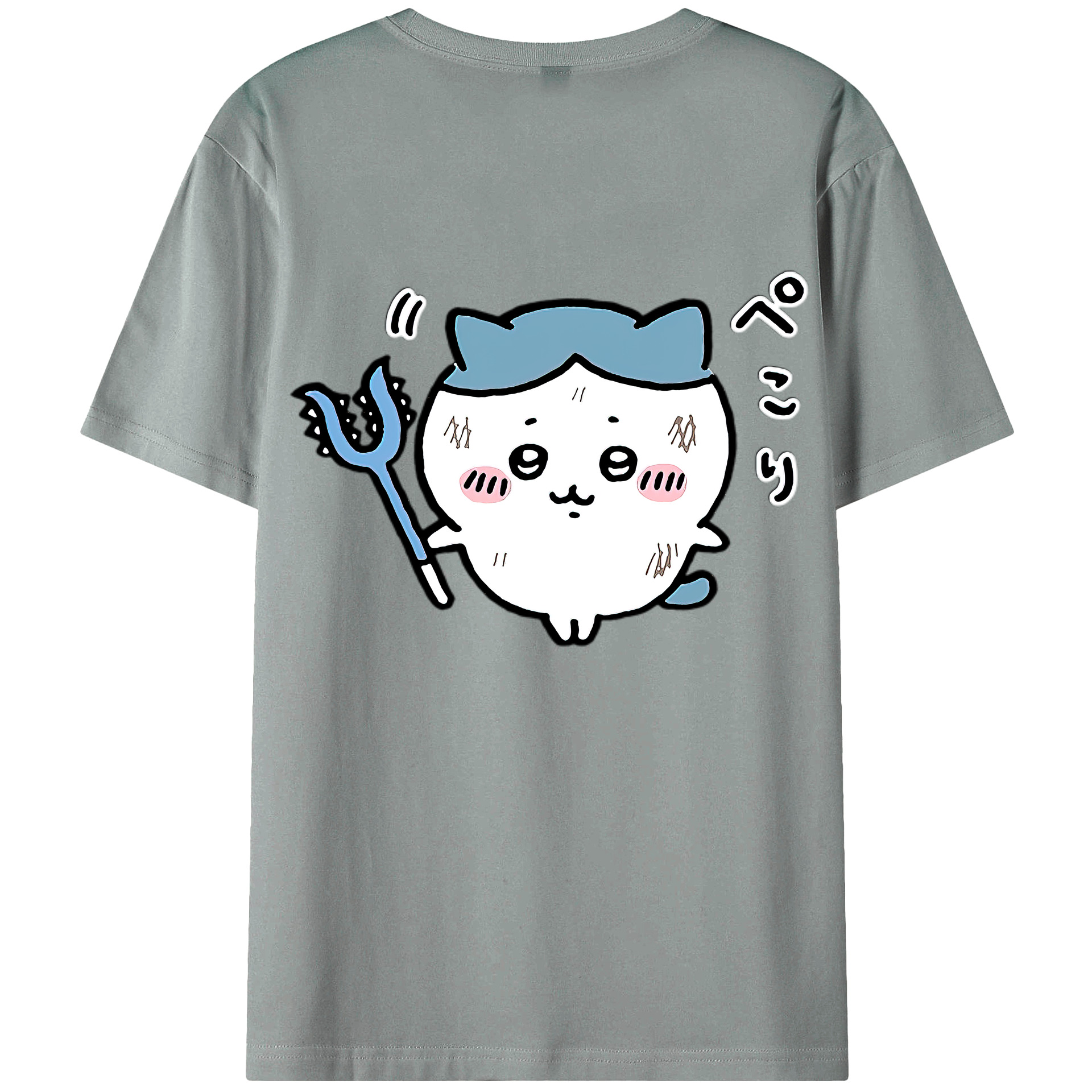 （画像用） ちいかわ ハチワレ Chii-kawa hachiware 綿100％ メンズ半袖Tシャツ（バックプリント） 通気性